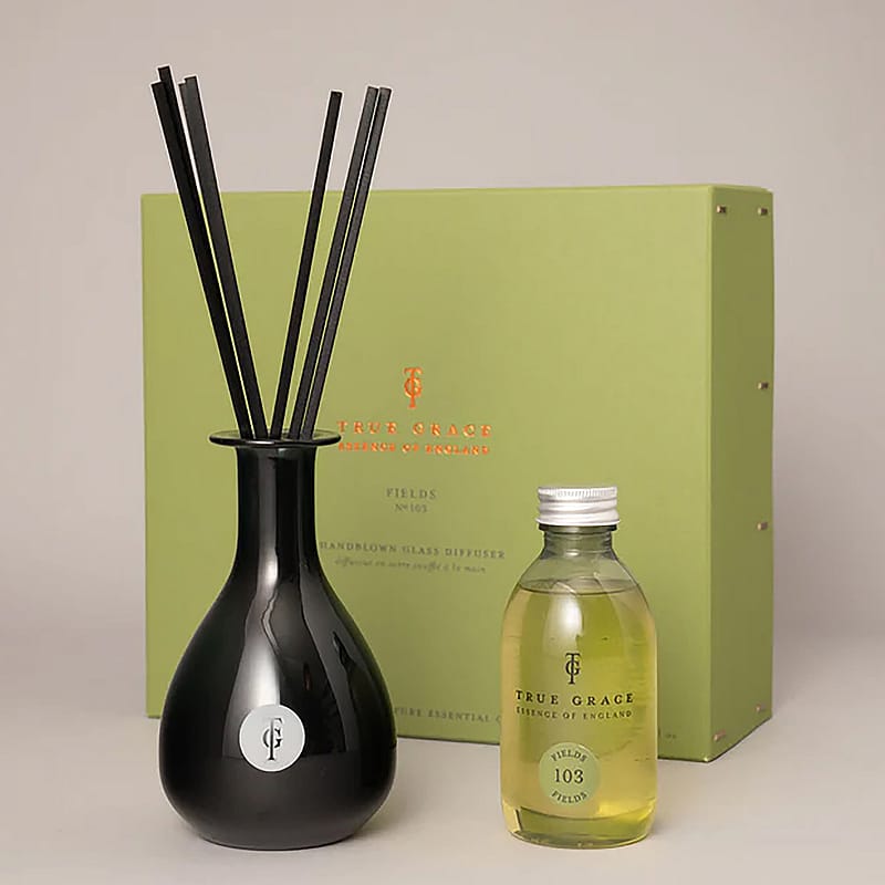 Fields Diffuser Gift Set by True Grace | Hand Blown Glass Reed Diffuser ...