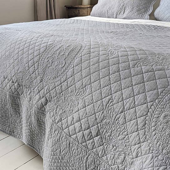 Grey Ornate Quilted Bedspread Grey Ornate Quilted Bedspread