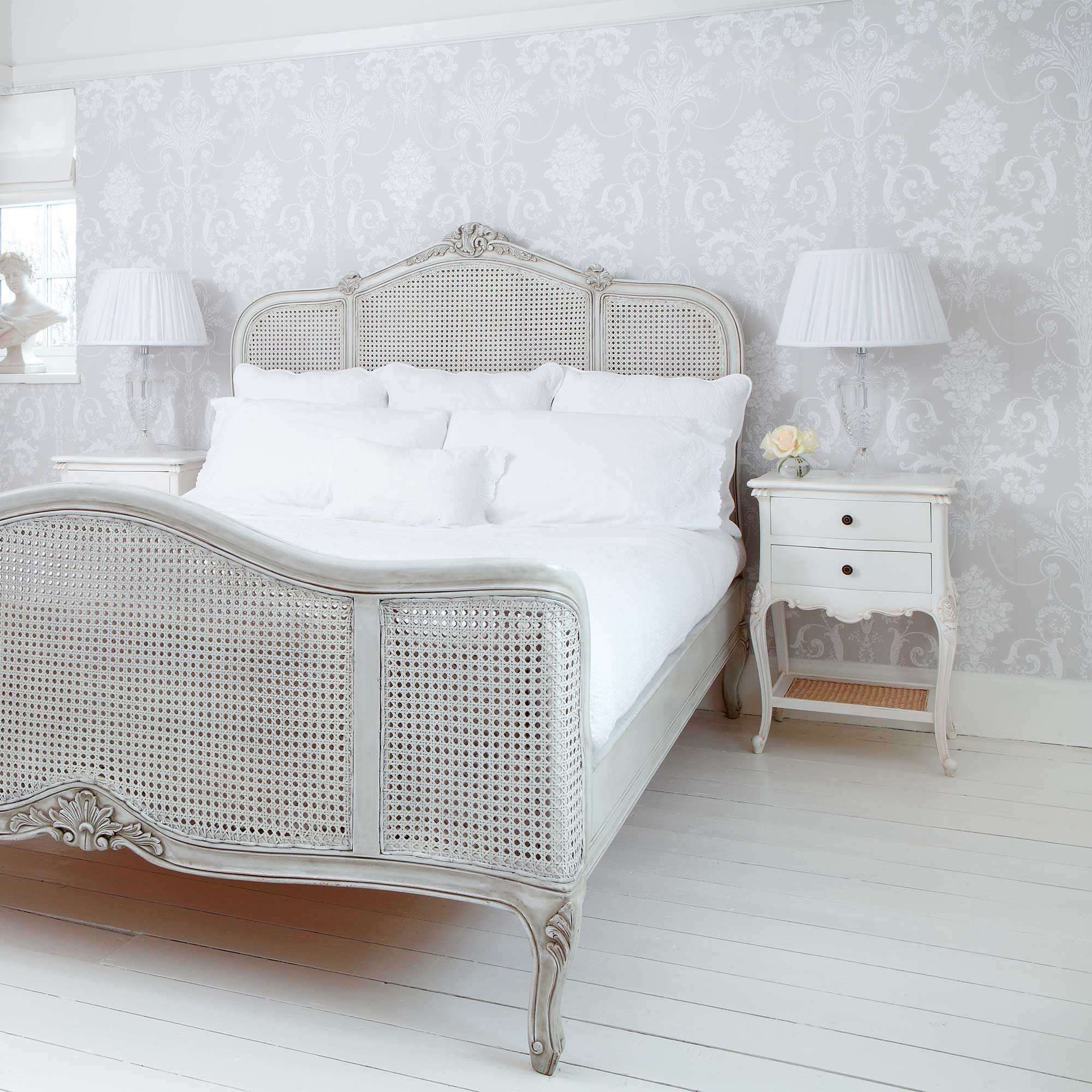 Grey Handmade Rattan Bed