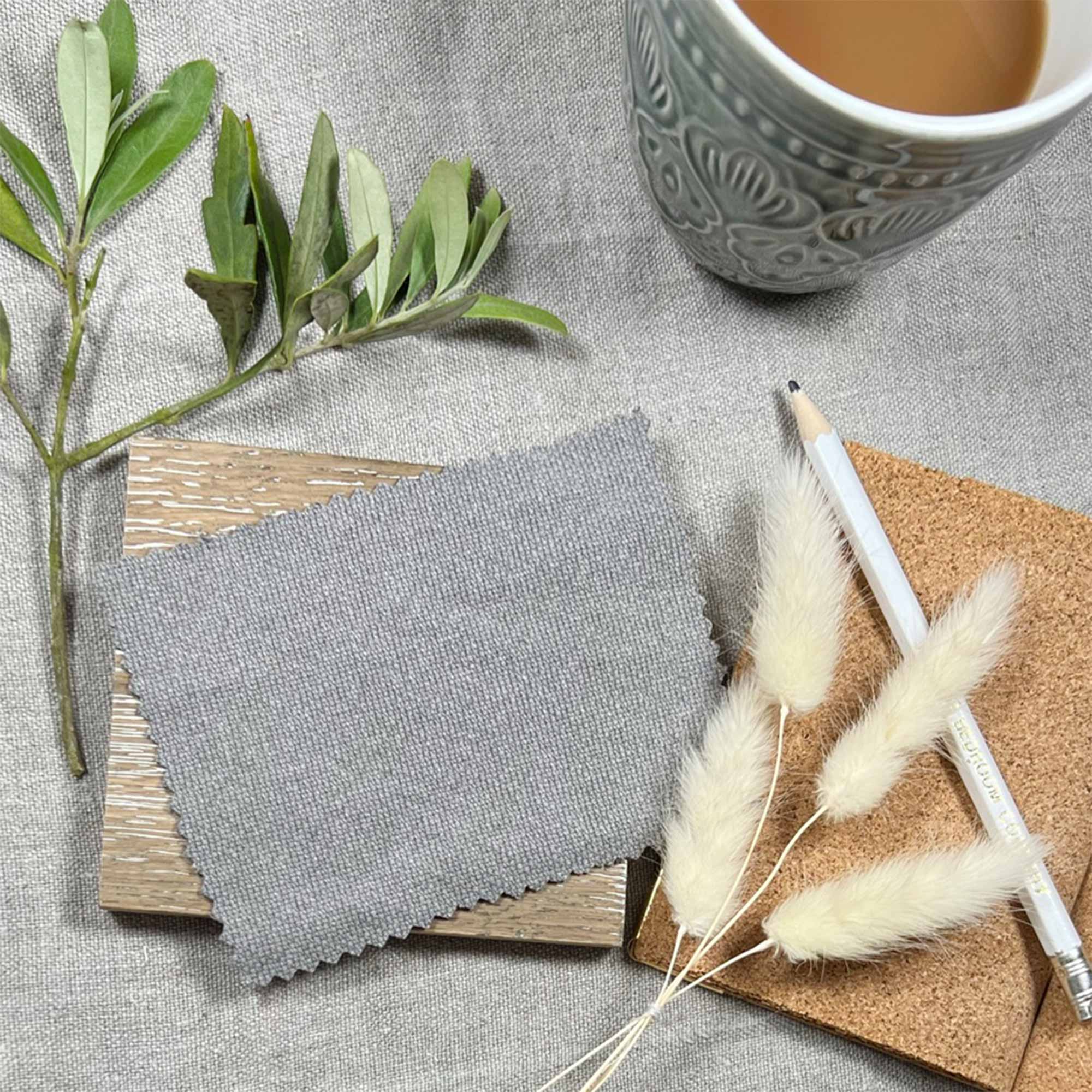 French Romance Grey Linen Fabric Sample