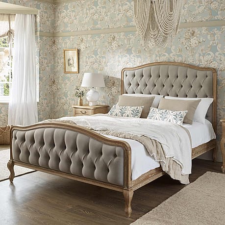 French Romance Grey Linen Upholstered Bed French Romance Grey Linen Upholstered Bed
