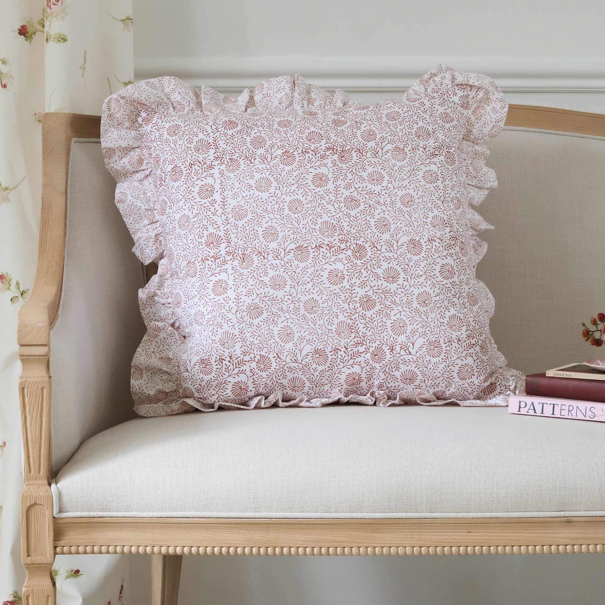 Floral Etchings Handblock Cushion