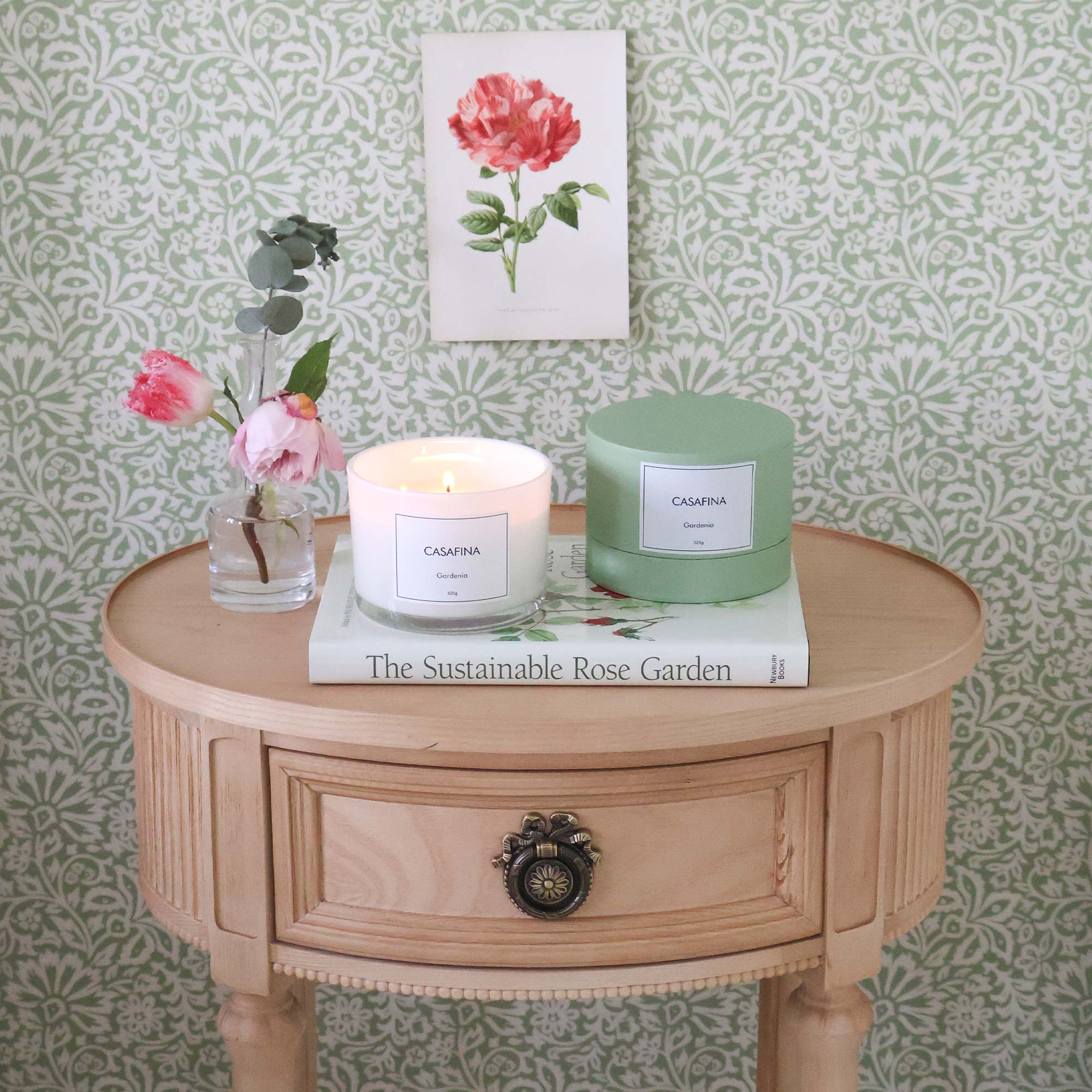 Gardenia Triple-Wick Scented Candle In White Glass