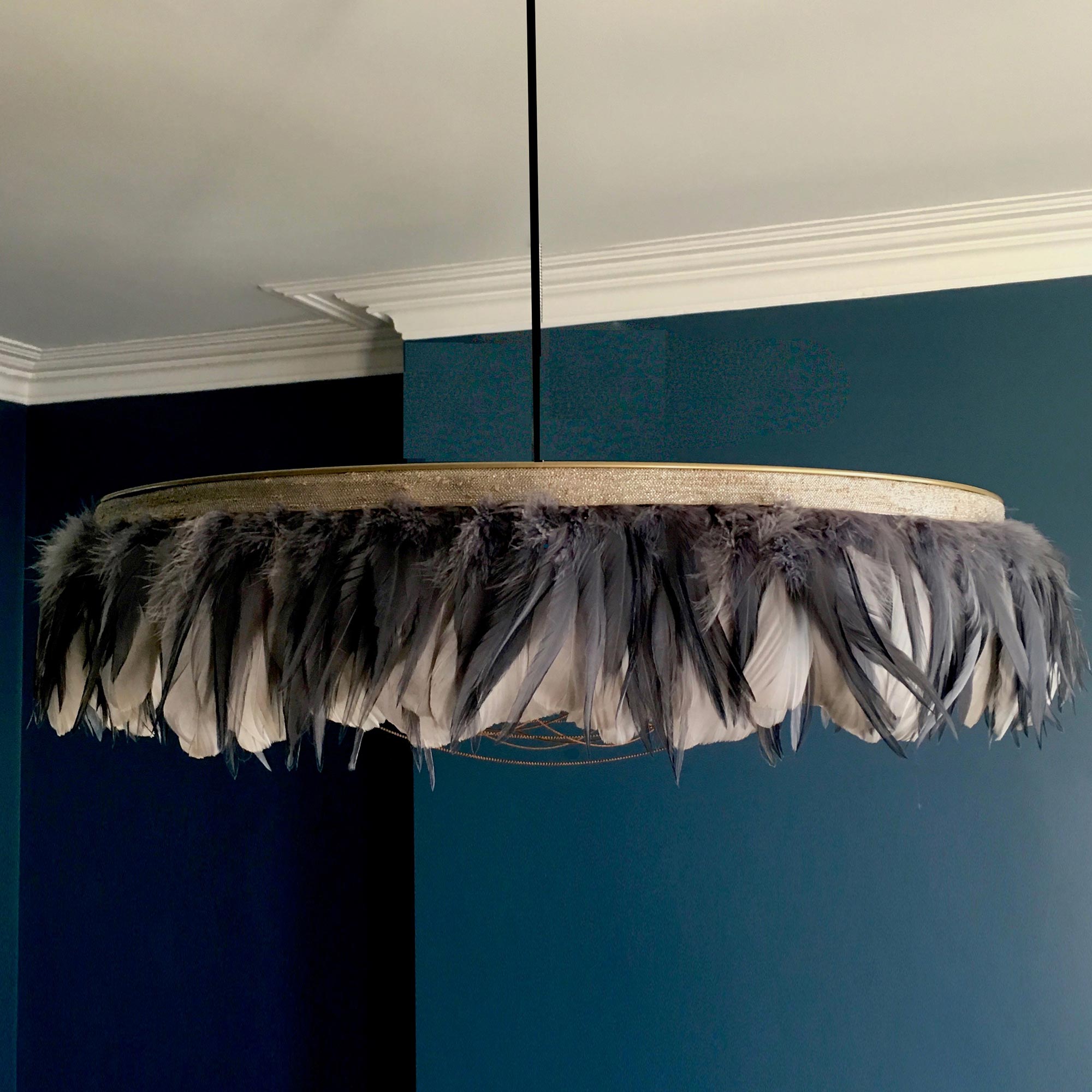 Glorious Gloria Grey Feather Pendant