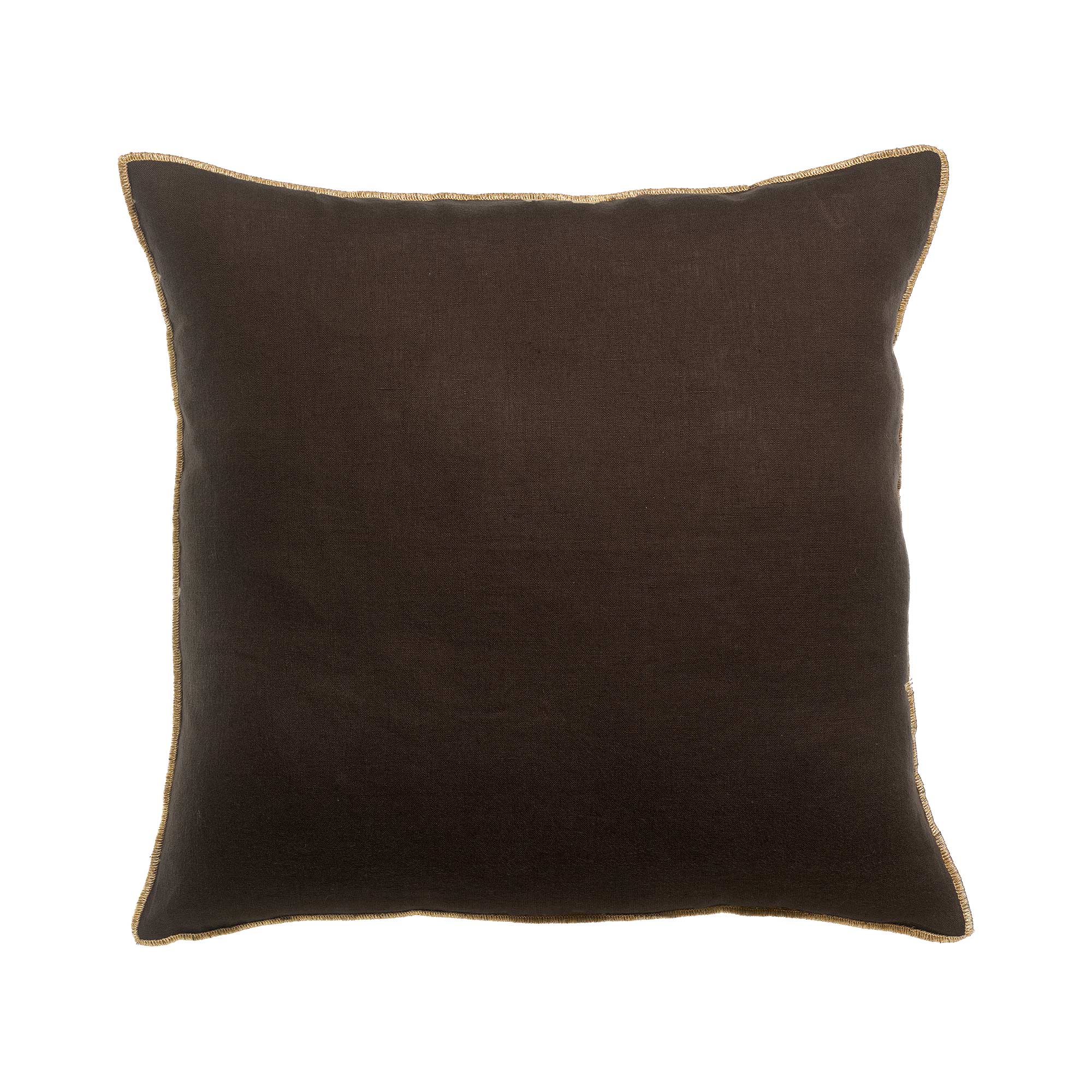 Chocolate Brown Cushion with Gold Metallic Detail