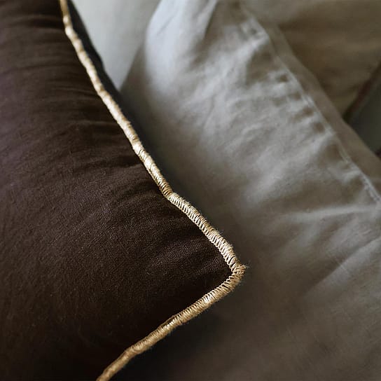 Chocolate Brown Cushion with Gold Metallic Detail Chocolate Brown Cushion with Gold Metallic Detail