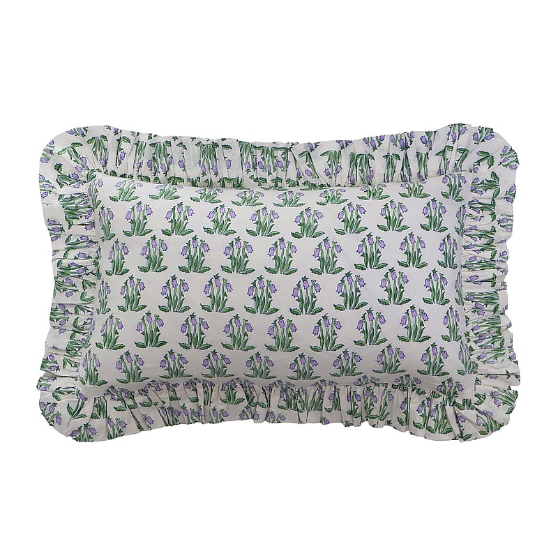 Liliana Handblock Cushion – Natural Floral