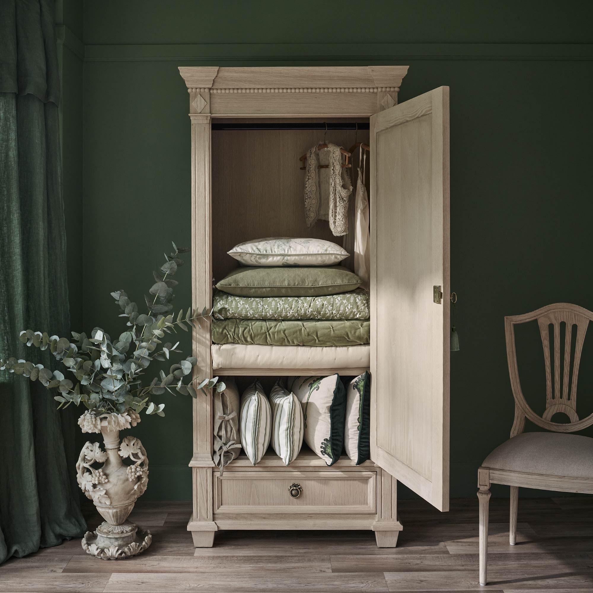 2-Door French Gustavian Style Wardrobe