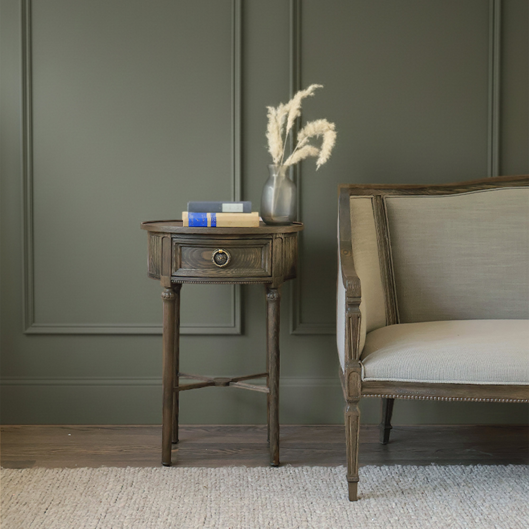 Gustavian Oval Bedside In Dark Finish