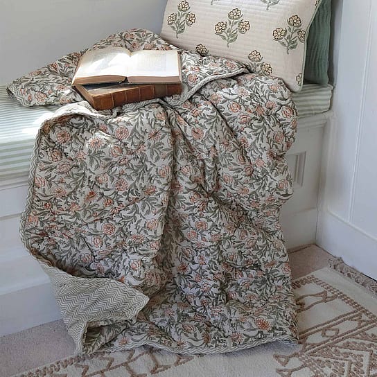 Handblocked Bloom Bedspread Handblocked Bloom Bedspread