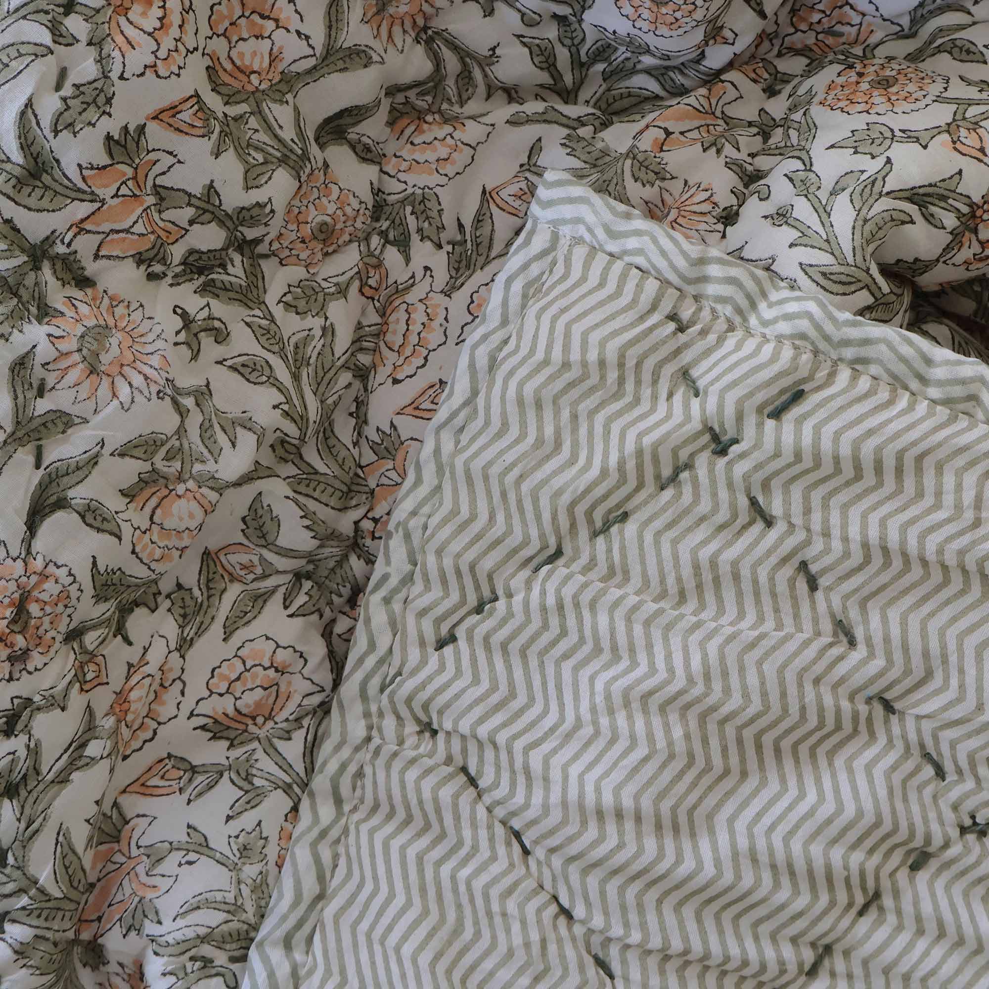 Handblocked Bloom Bedspread