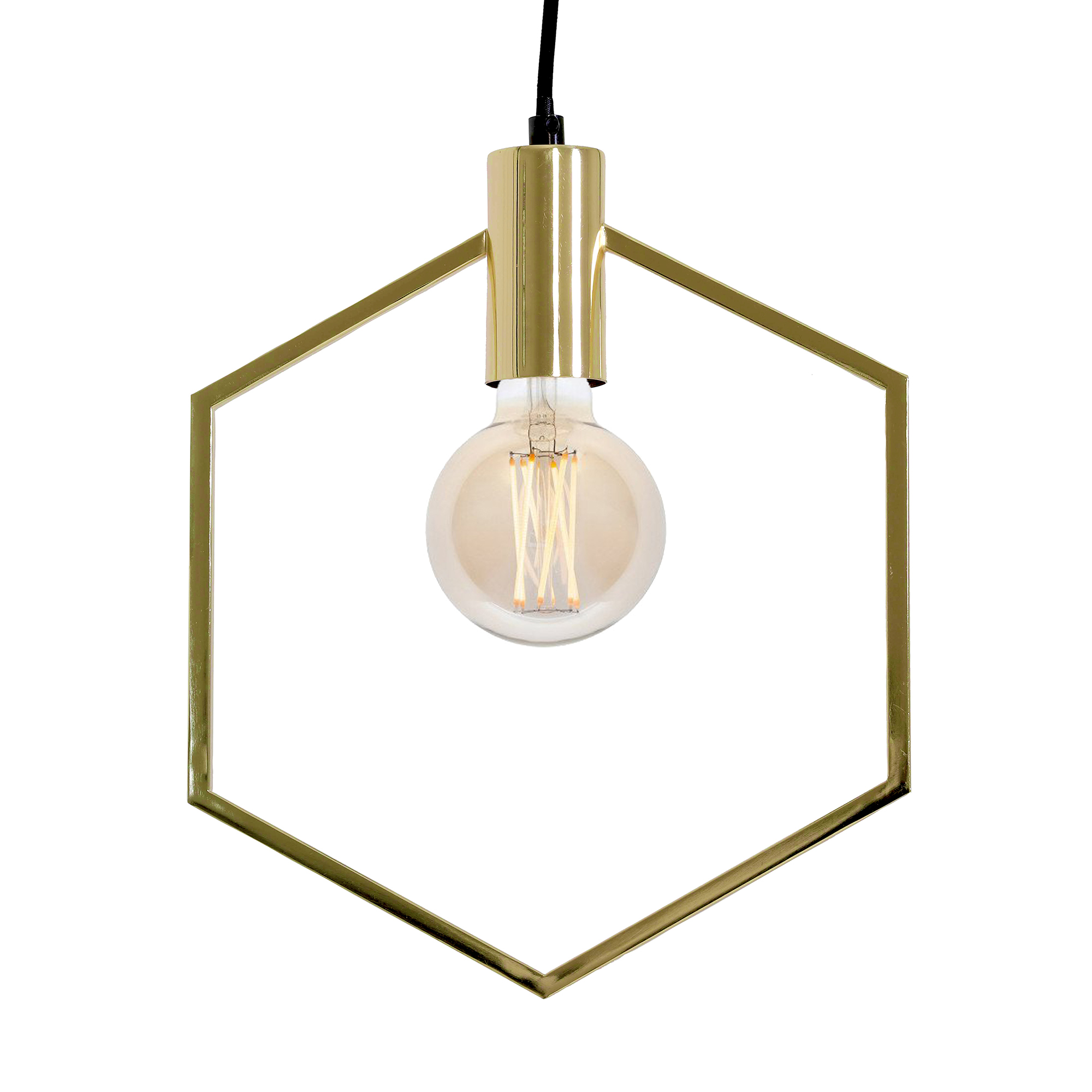 Hexagon Gold Pendant Light