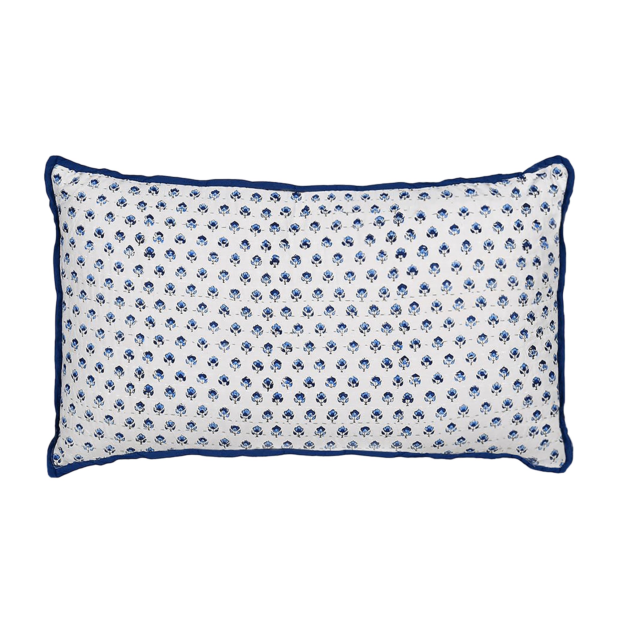 Blue and White Floral Cushion 