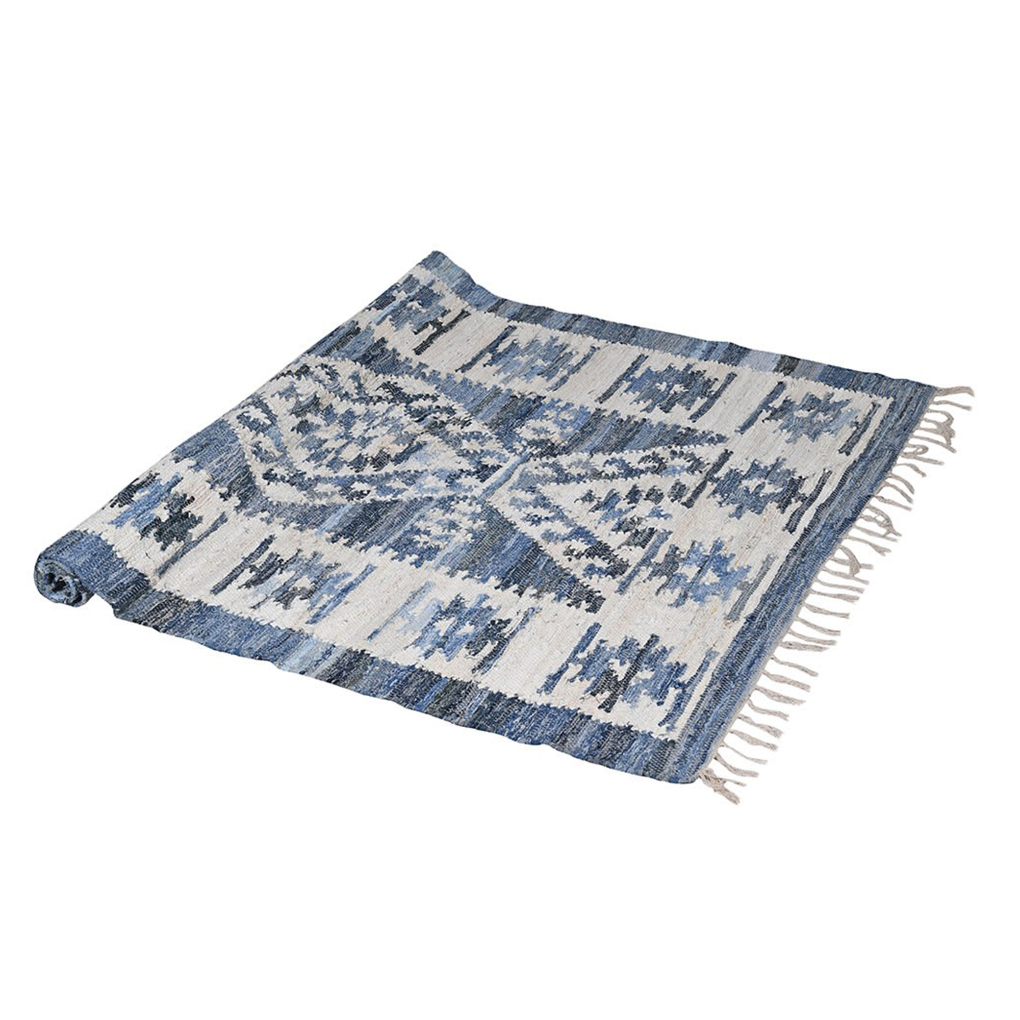 Recycled Demin Woven Rug Cut Out