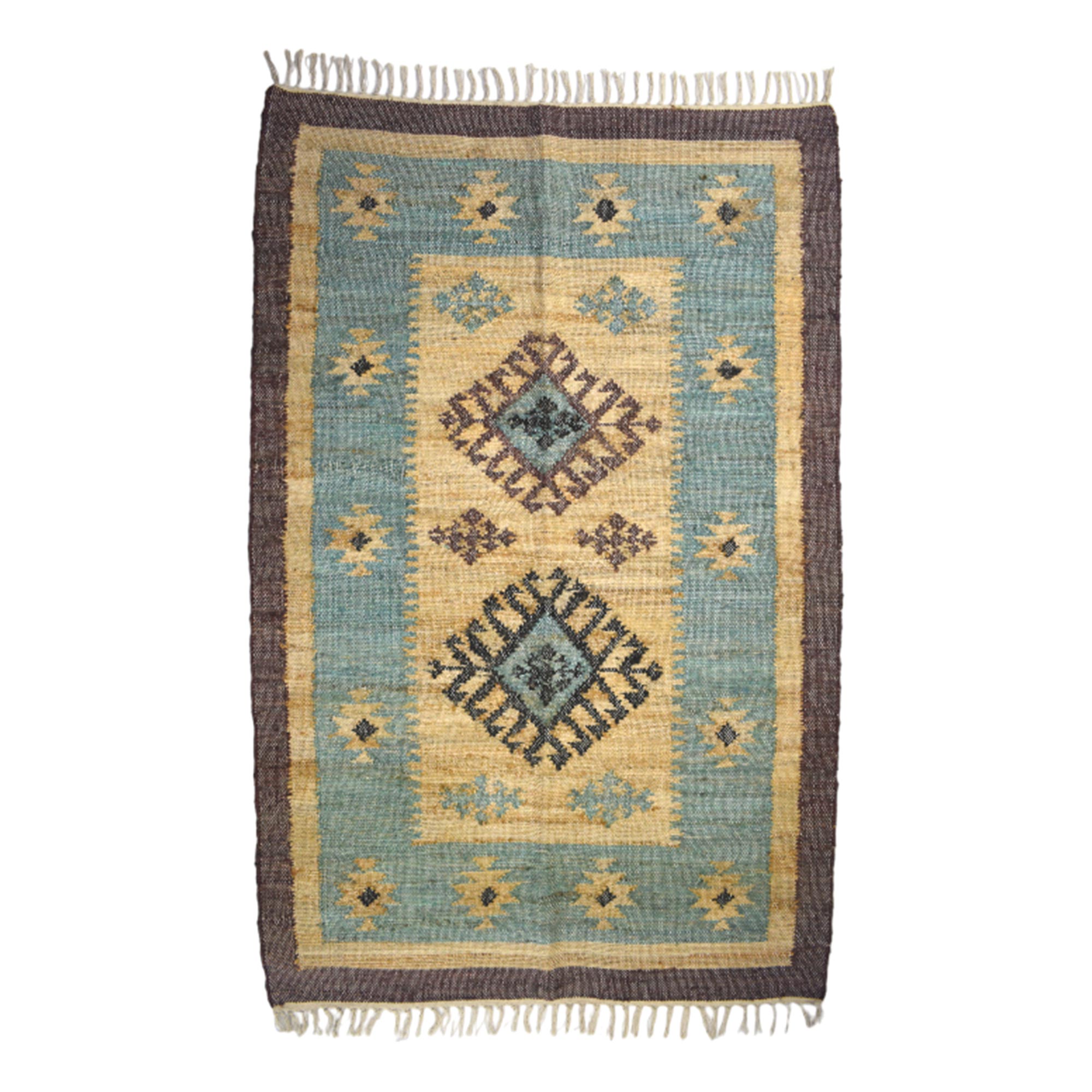 Chocolate and Blue Kilim Rug