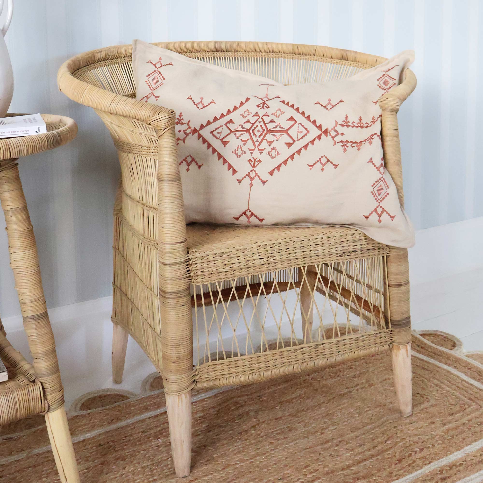 Kinchy Cross Stitch Cushion In Natural