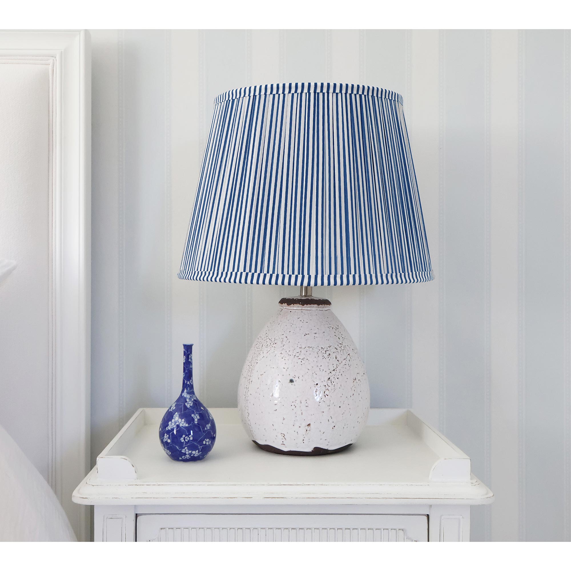 La Bohème Lamp with Blue Stripe Lampshade