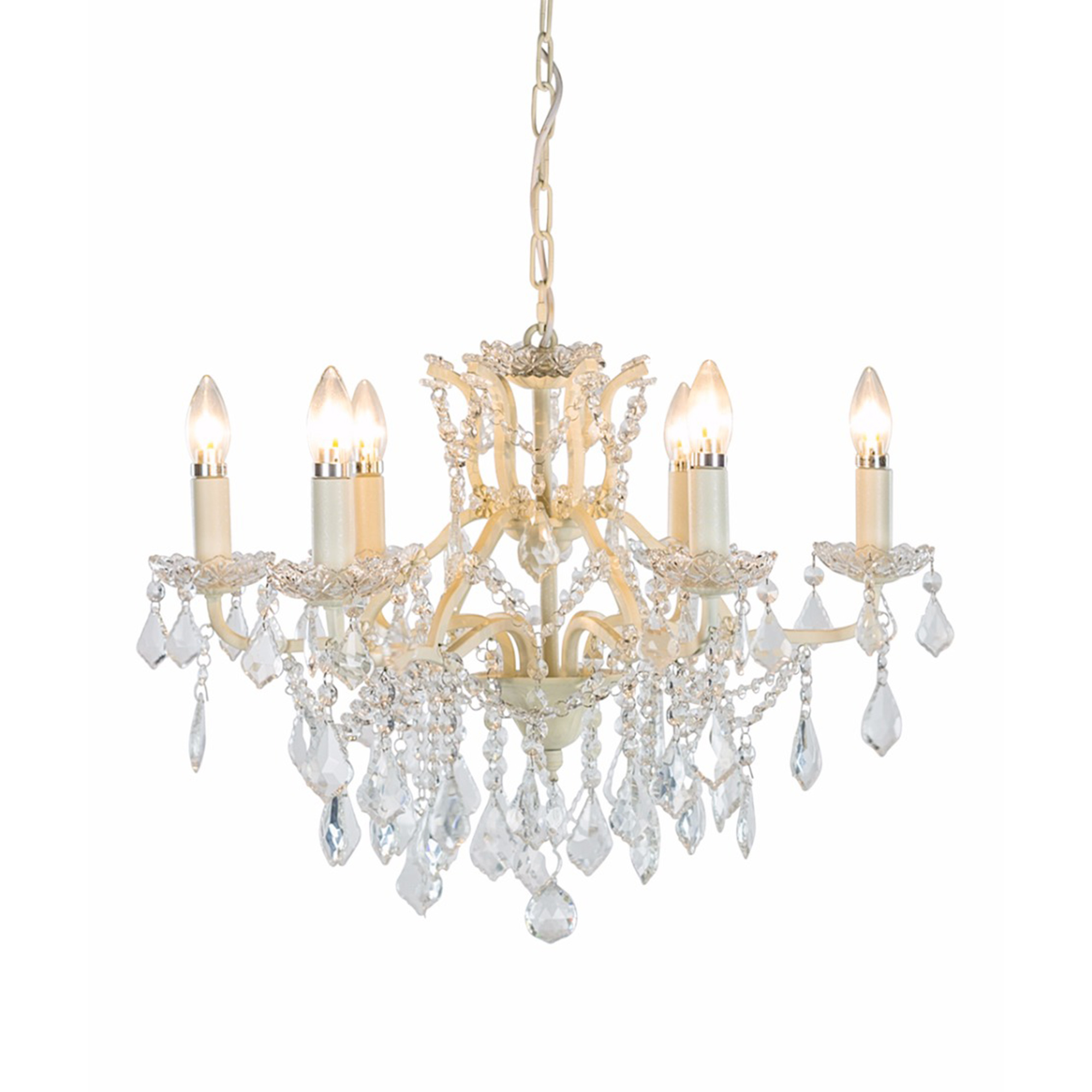 antique ivory chandelier with 6 arms 