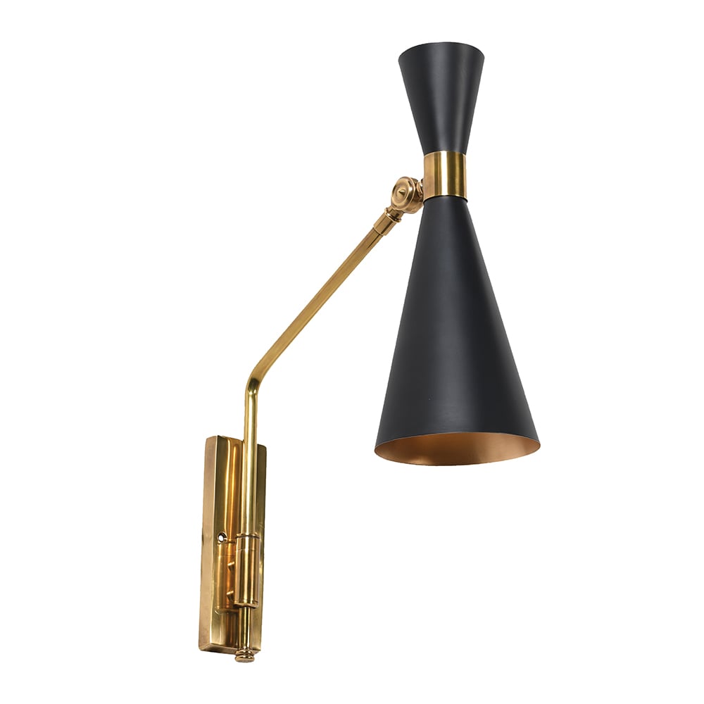 Satin Black and Brass Wall Light