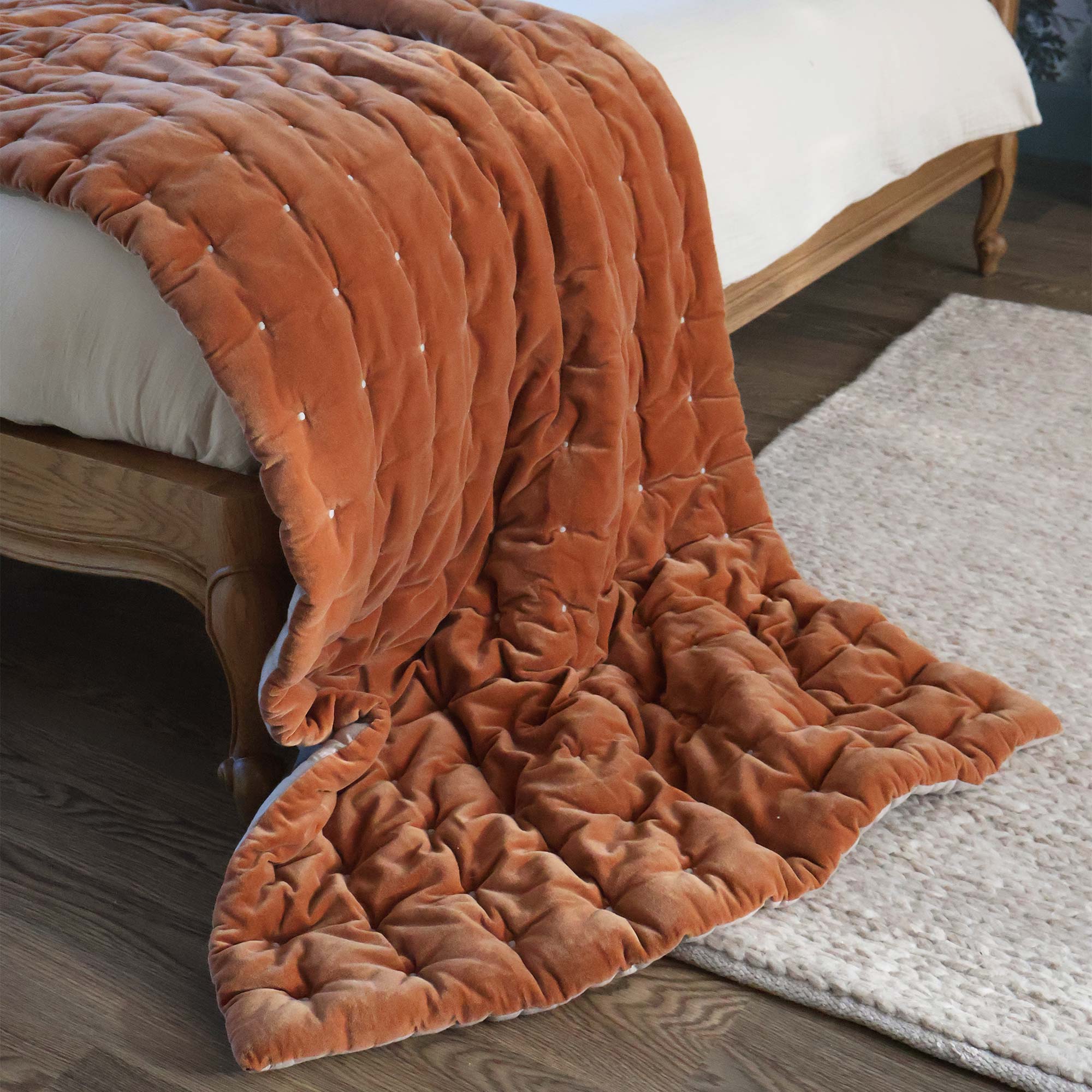 Quilted Bed Runner in Orange