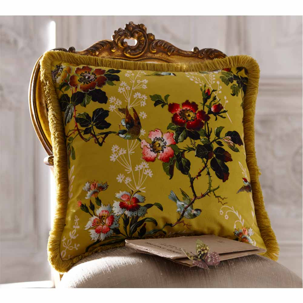 Leighton Ochre Velvet Cushion by Oasis Home