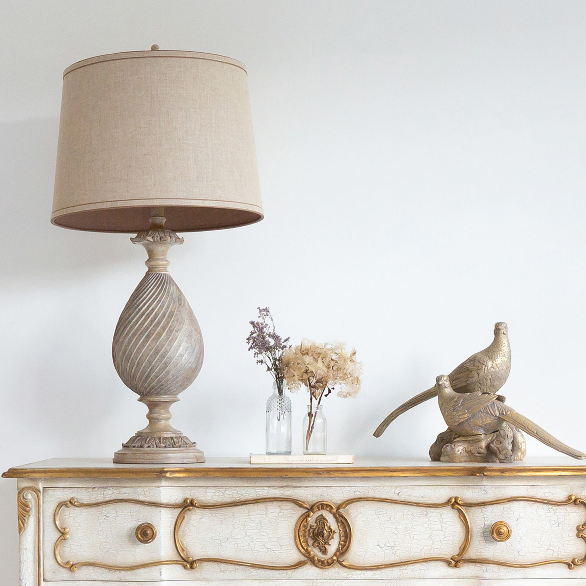 Neutral Toned Table Lamp with a Linen Shade