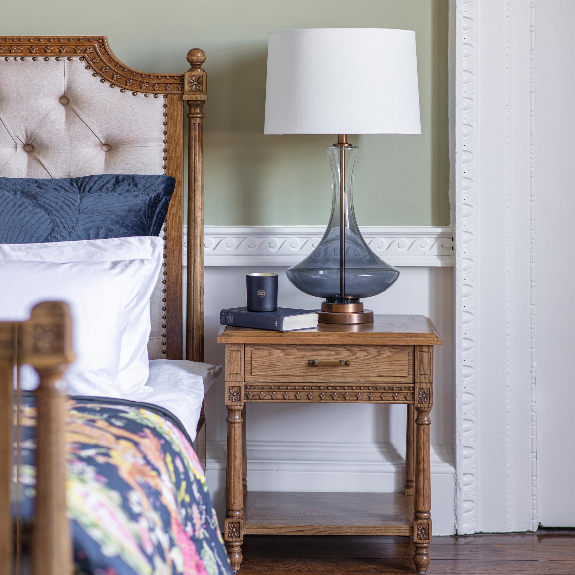 Love Story Carved Bedside Table