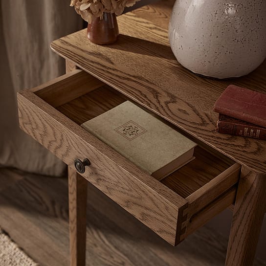 Hand-Crafted Oak Slimline Single Bedside Table Hand-Crafted Oak Slimline Single Bedside Table