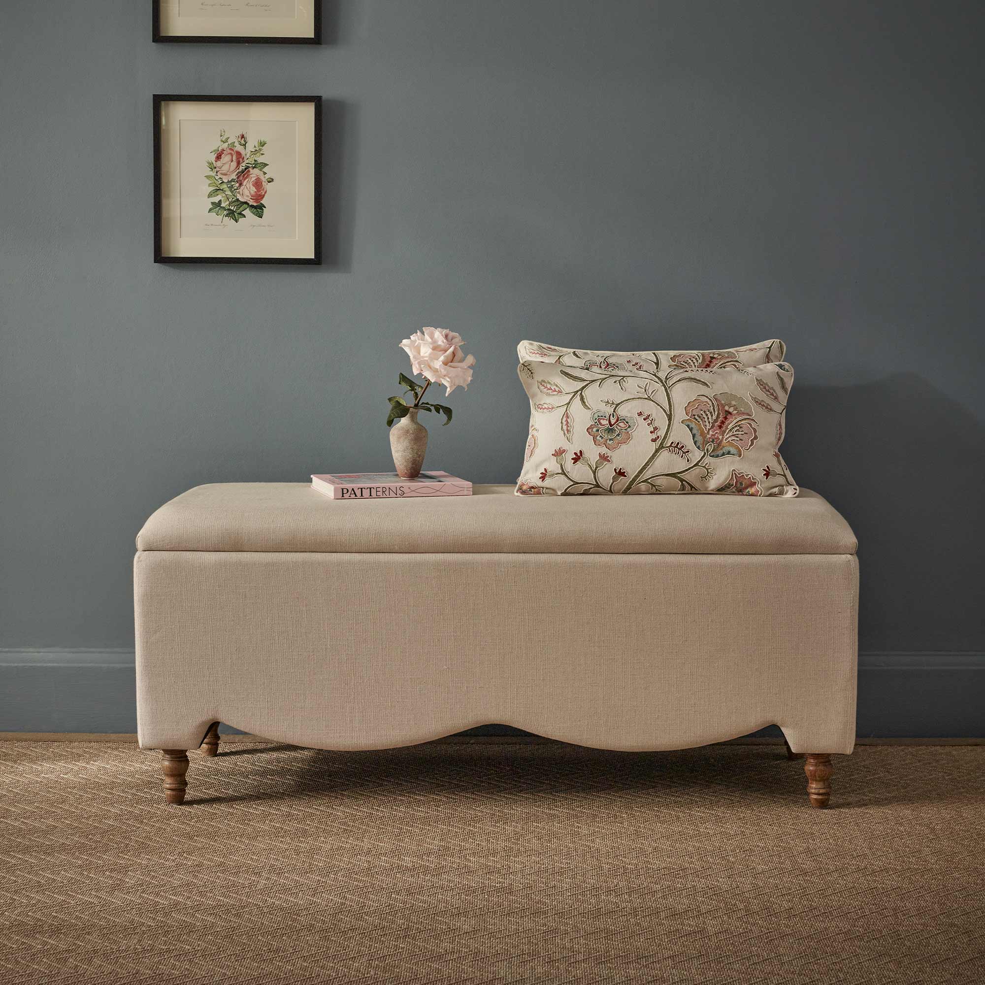Love Story Storage Ottoman in Oatmeal