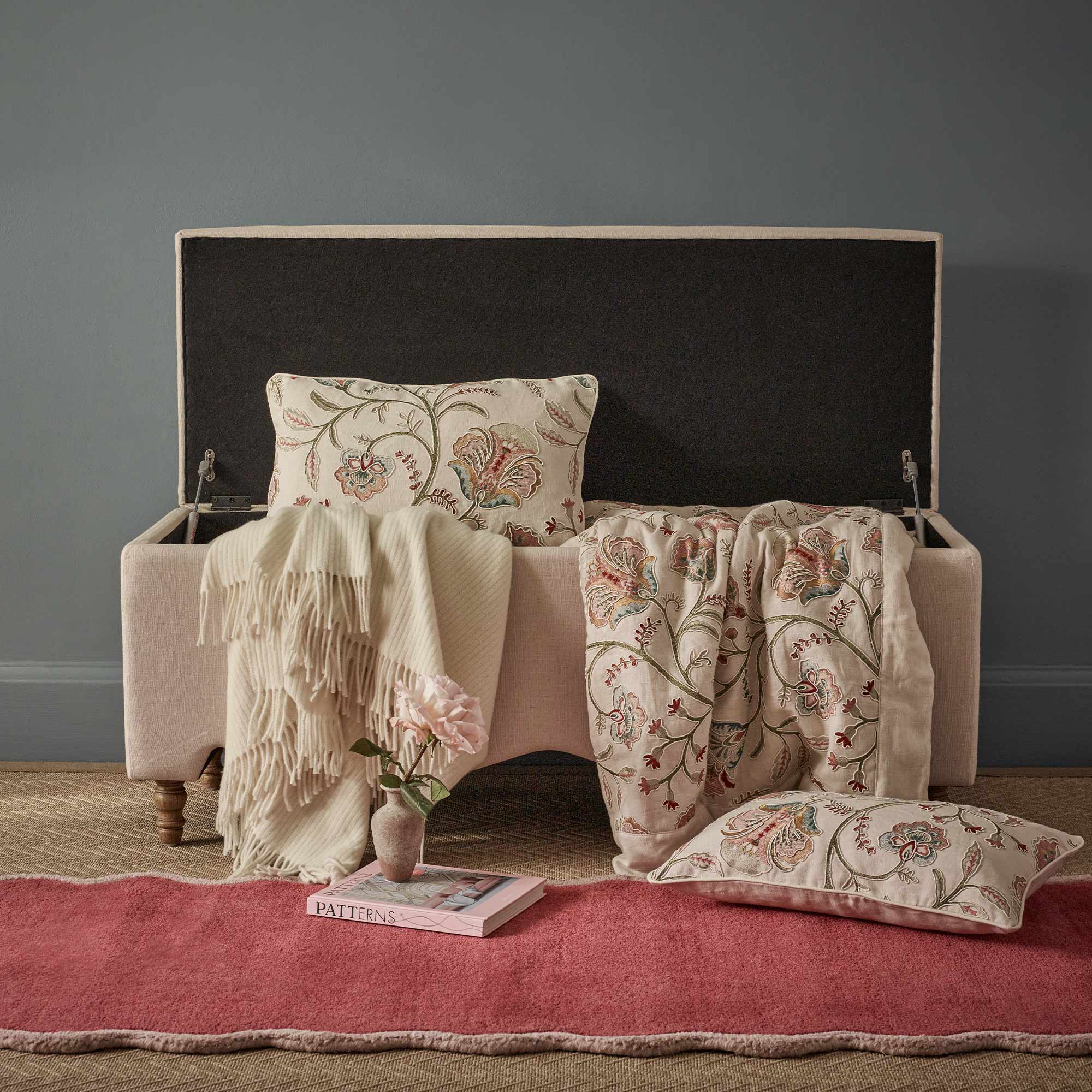 Love Story Storage Ottoman in Oatmeal Linen