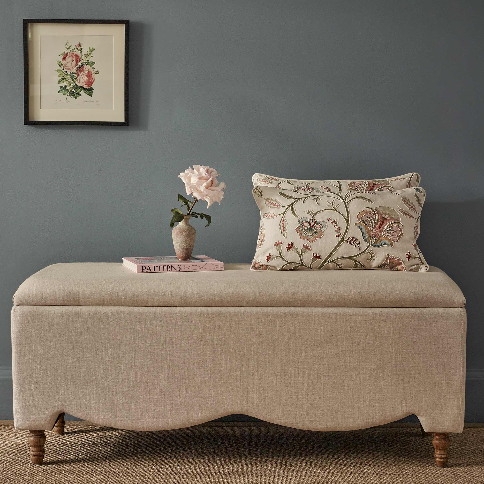 Love Story Oatmeal Linen Storage Ottoman