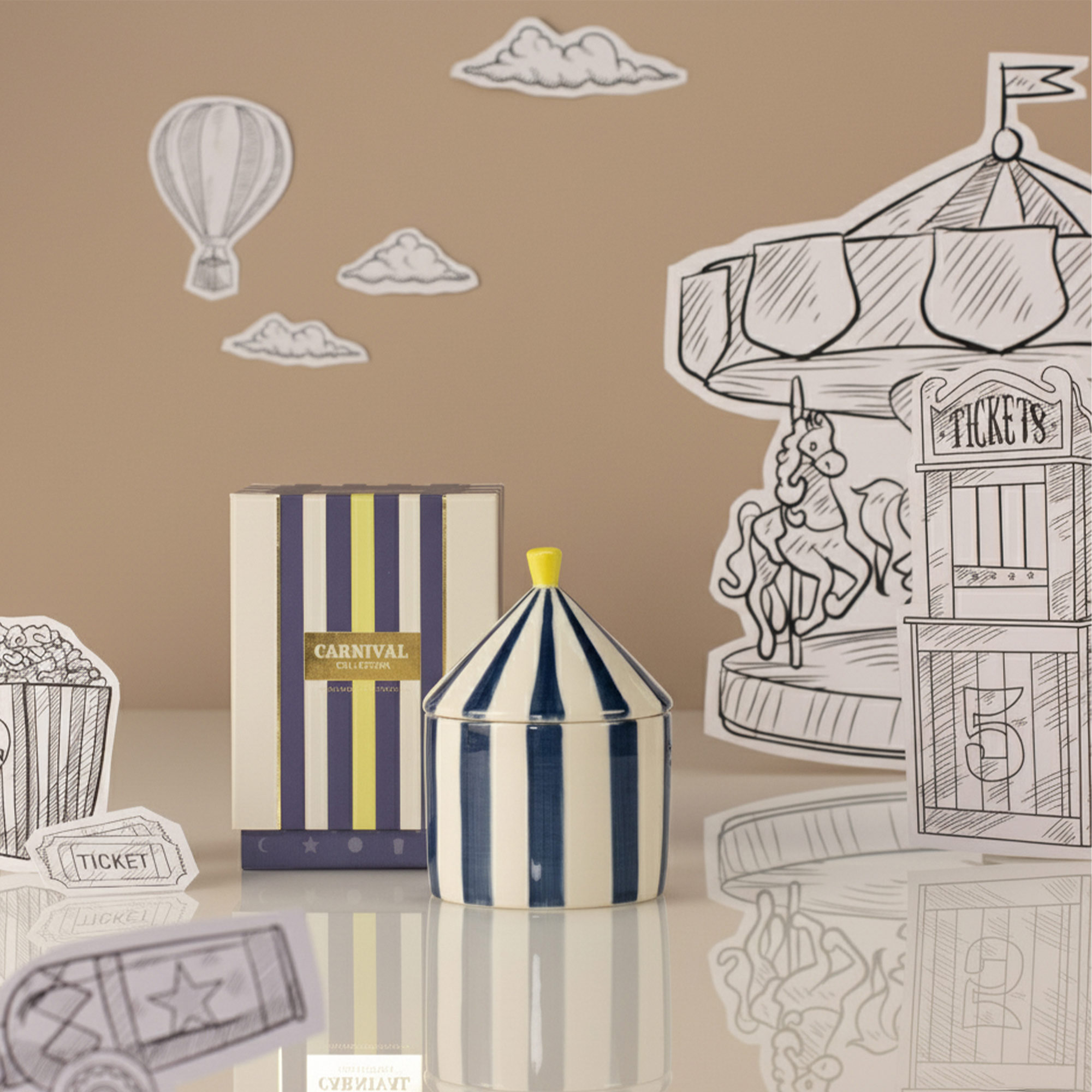 Oud & Leather Striped Candle