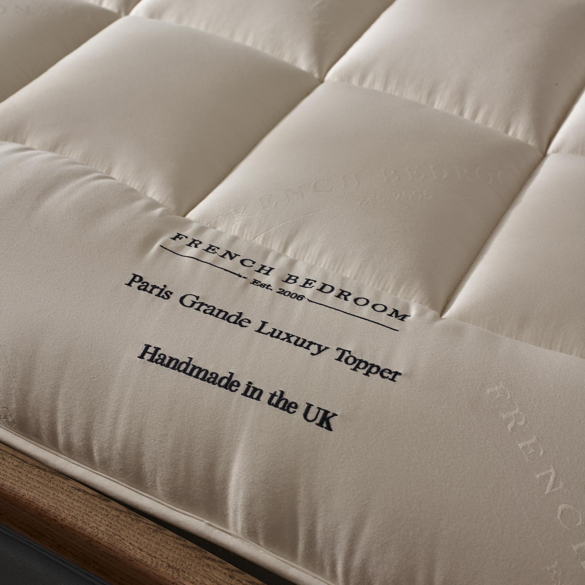 Embroidery Detail to Paris Grand Luxury Mattress Topper