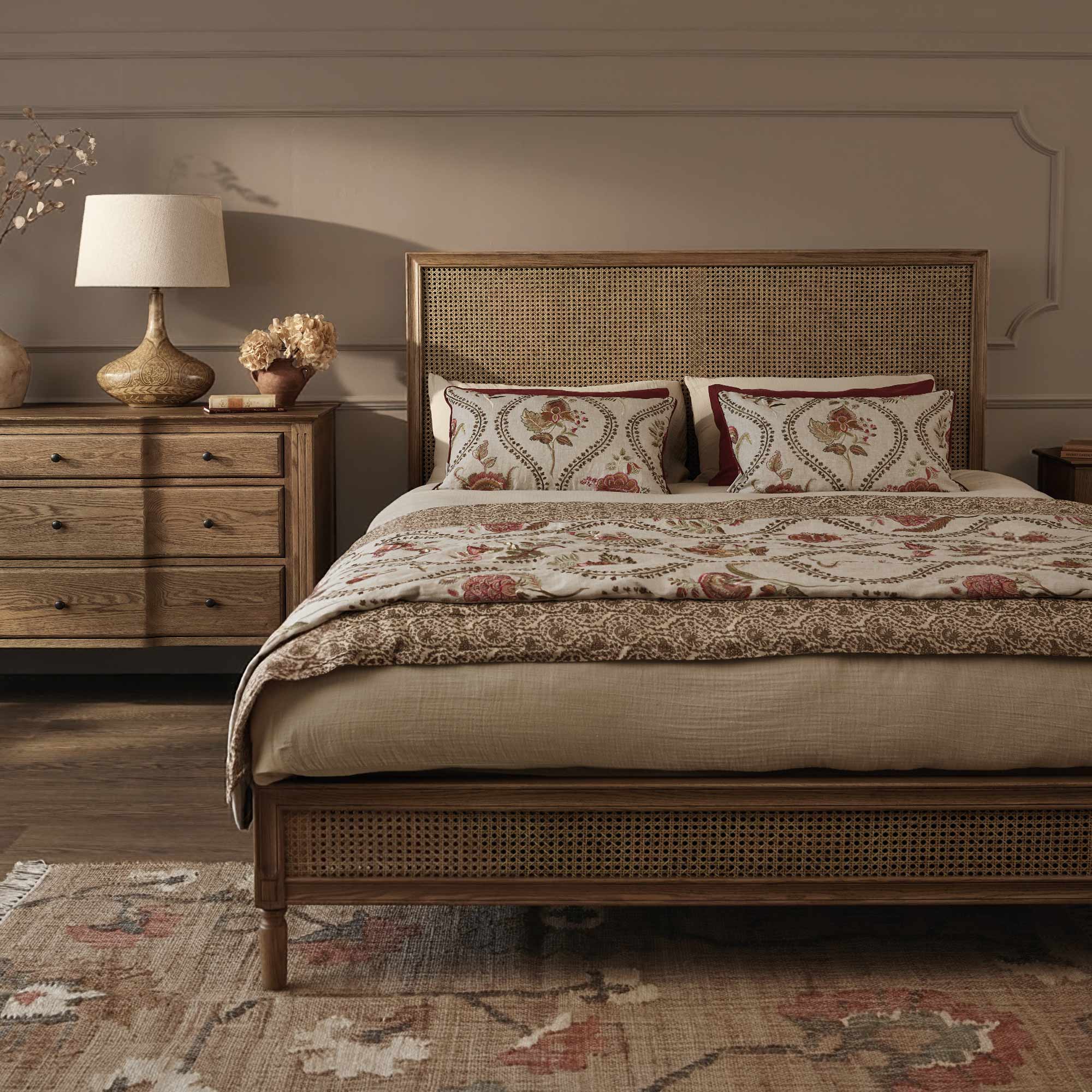 French  Rattan layered Bed