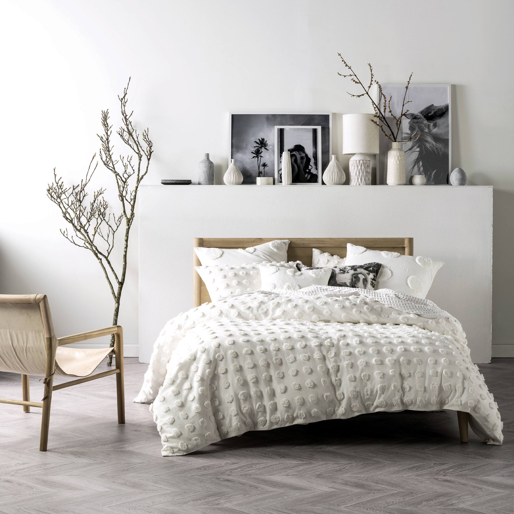 Haze Tufted 100% Cotton Duvet Cover Set White