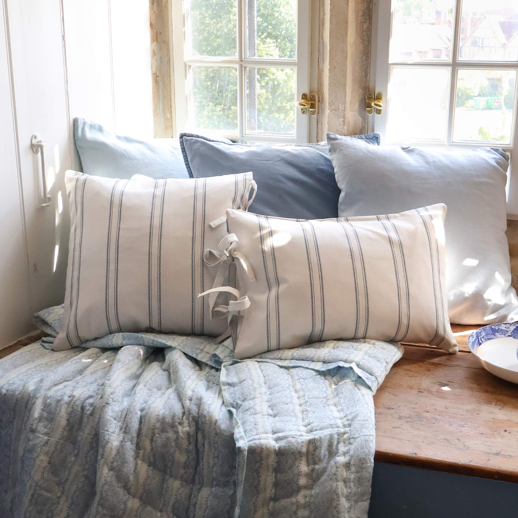 Florence French Blue Square Cushion Cover