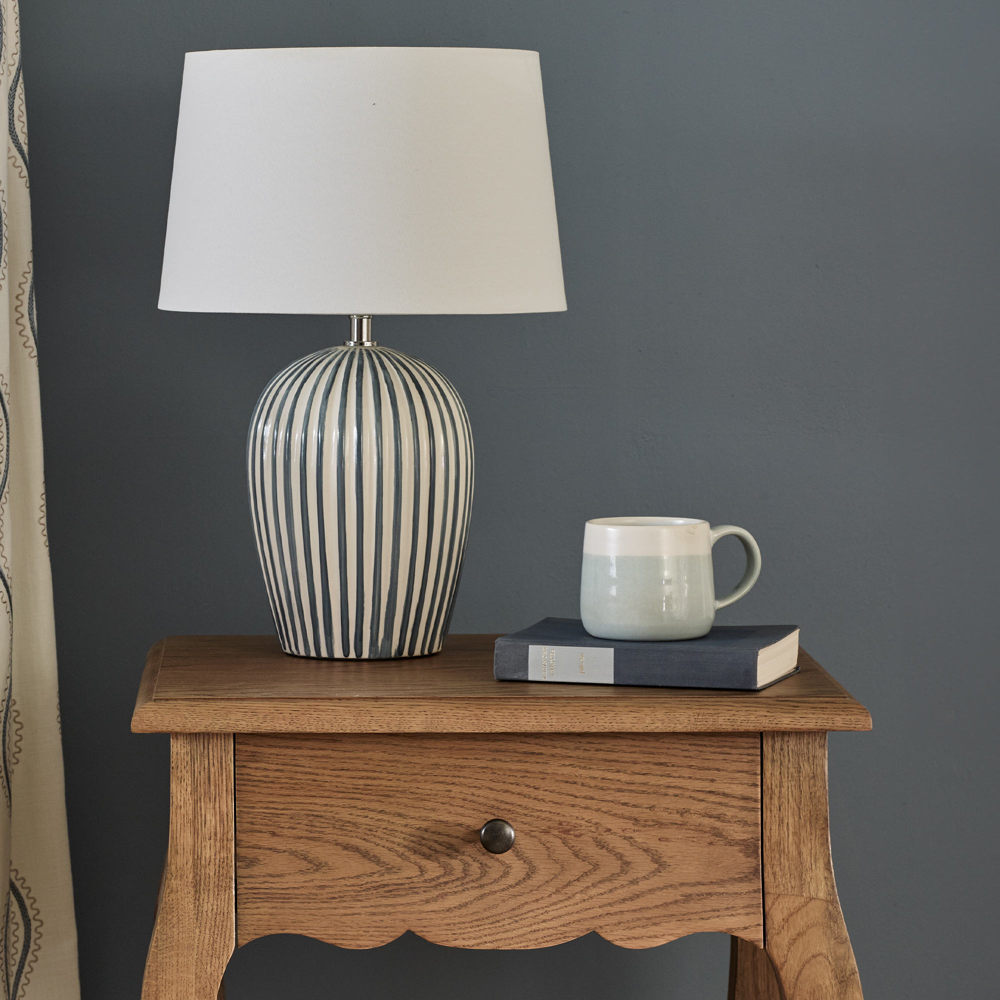 Margot Stripe Lamp in French Blue