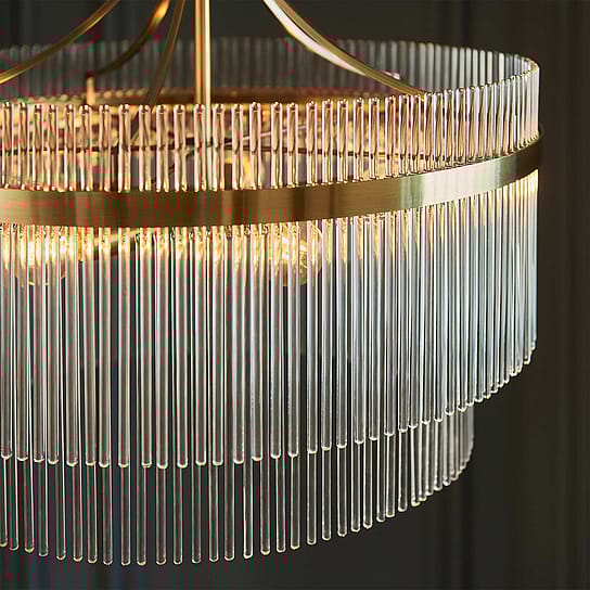 5-Bulb Glass Pendant Light with Antiqued Brass Detail 5-Bulb Glass Pendant Light with Antiqued Brass Detail