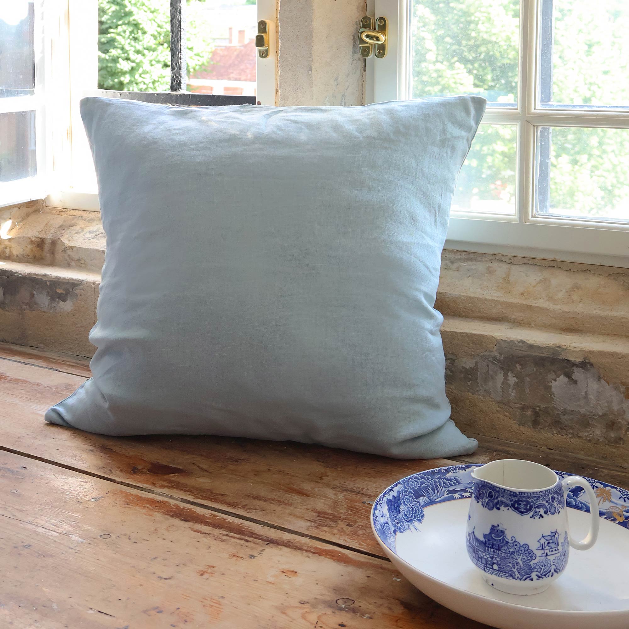 Mélange Linen Cushion in Nordic Sky Blue