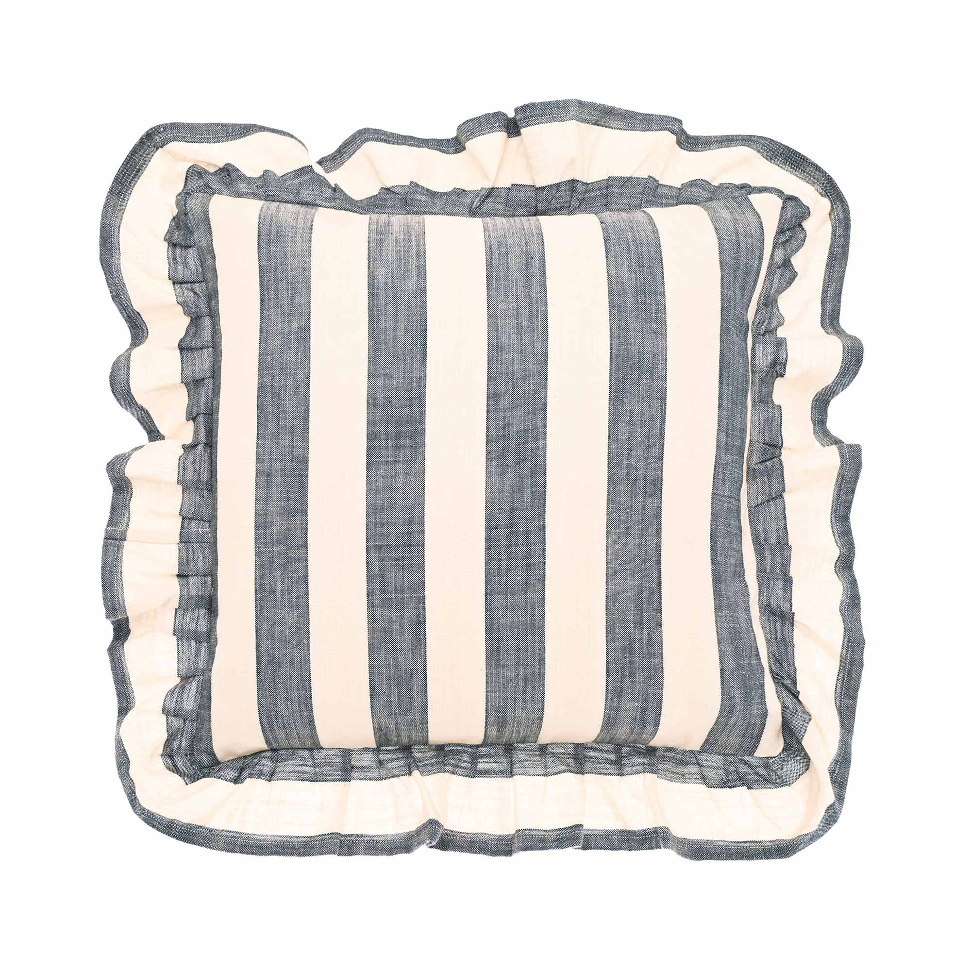 Blue and White Striped Cushion 