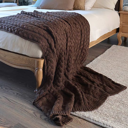 Knit Blanket in Rich Brown Knit Blanket in Rich Brown
