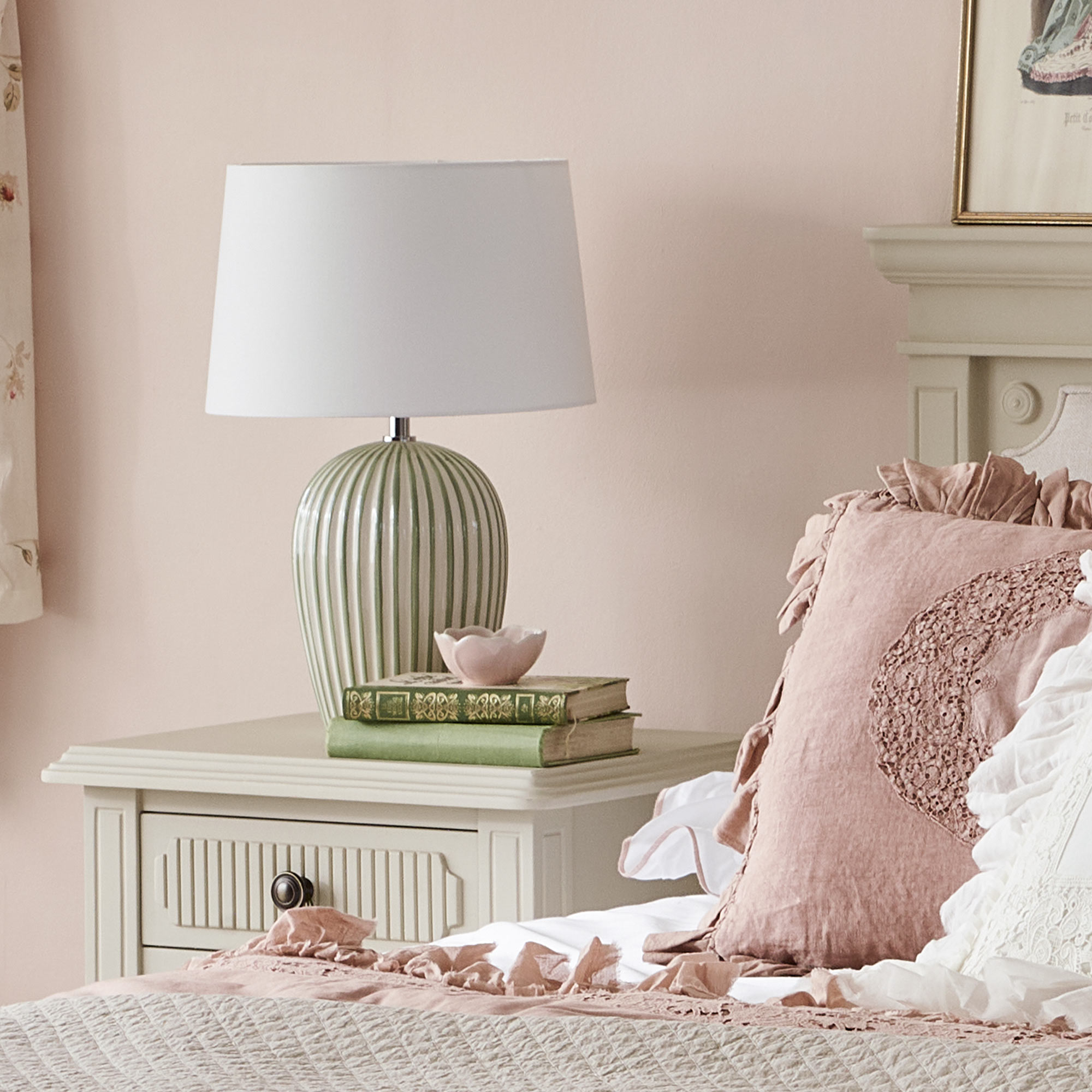 Margot Stripe Lamp in Sage Green