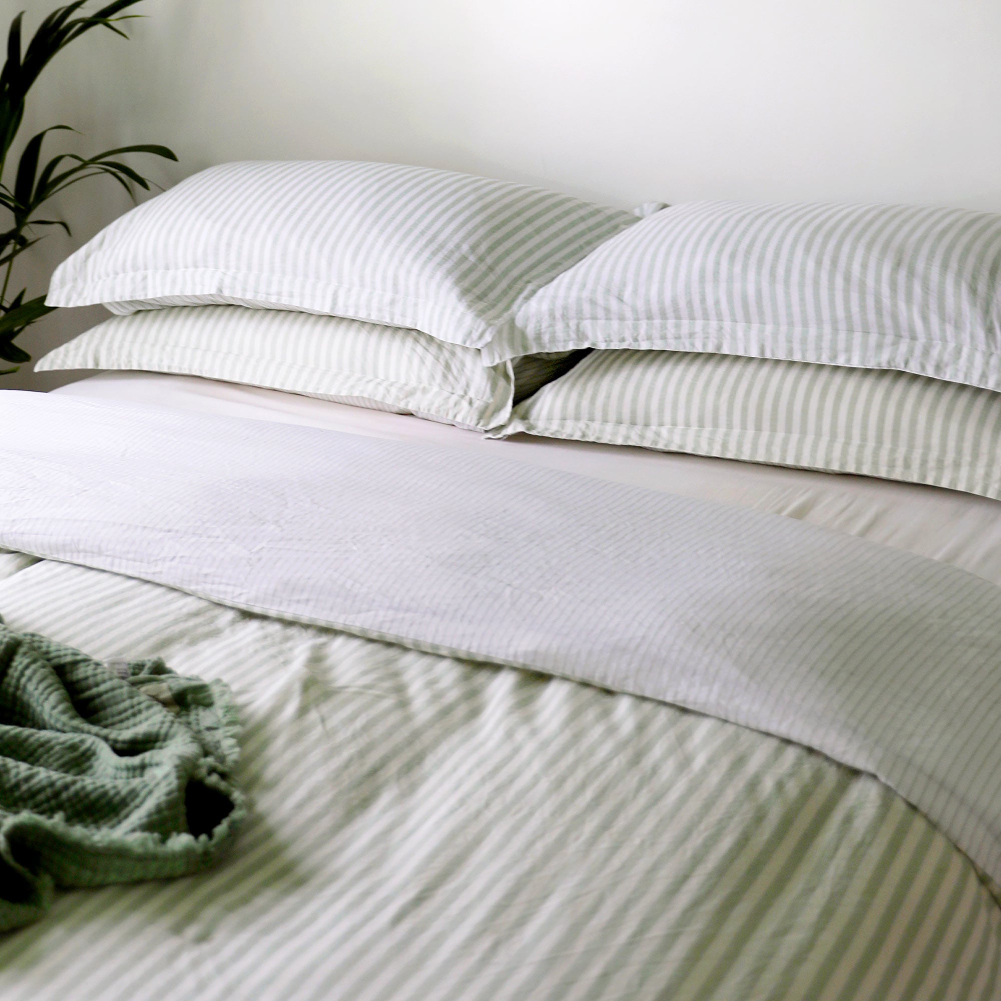 Sage Green Stripe Bedding