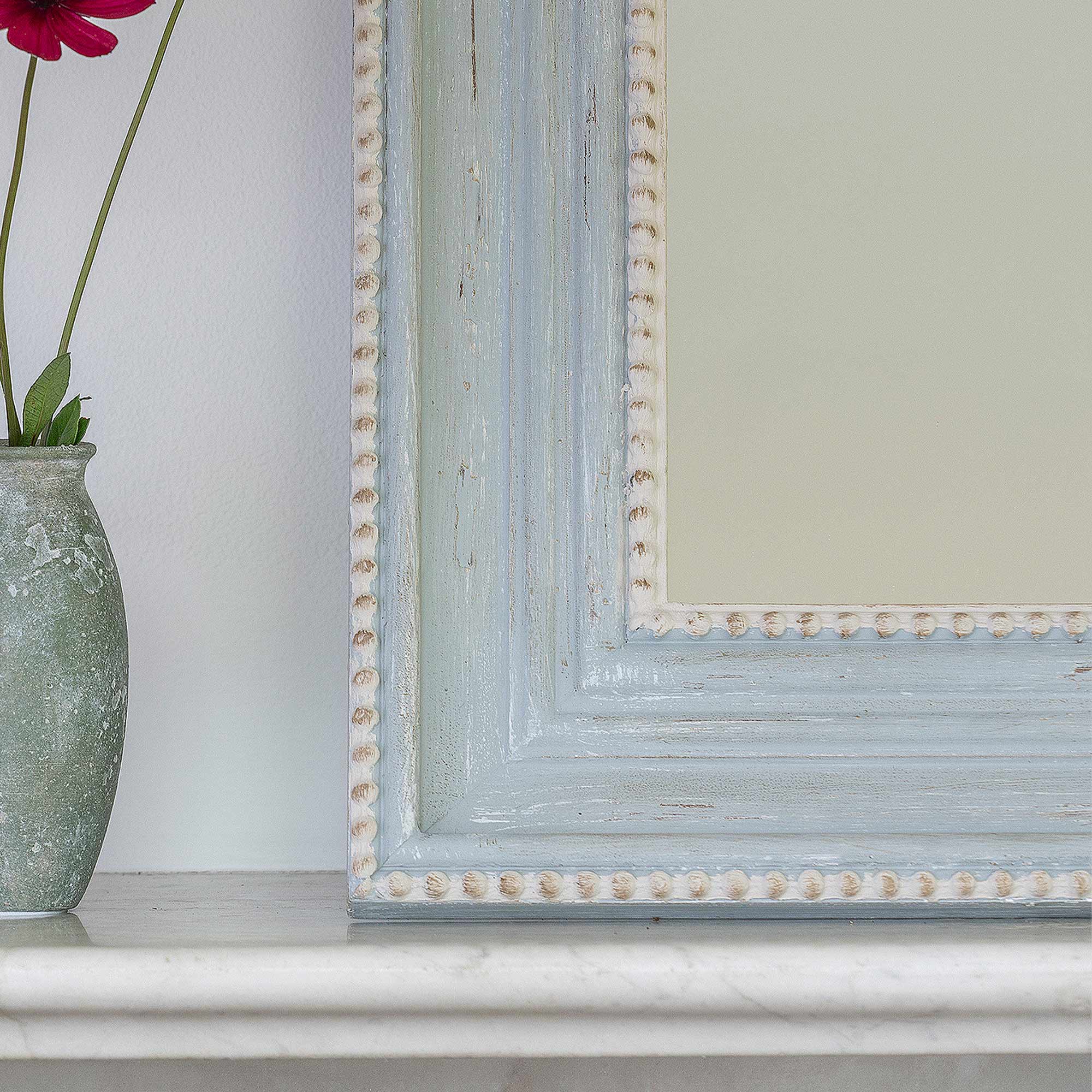White Painted Distressed Beading Detail