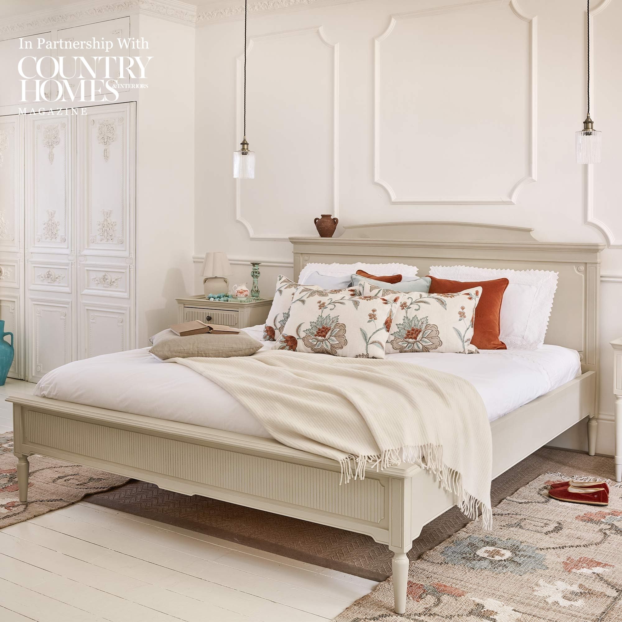 Avenue d’Amour French Wooden Bed in Oatmeal