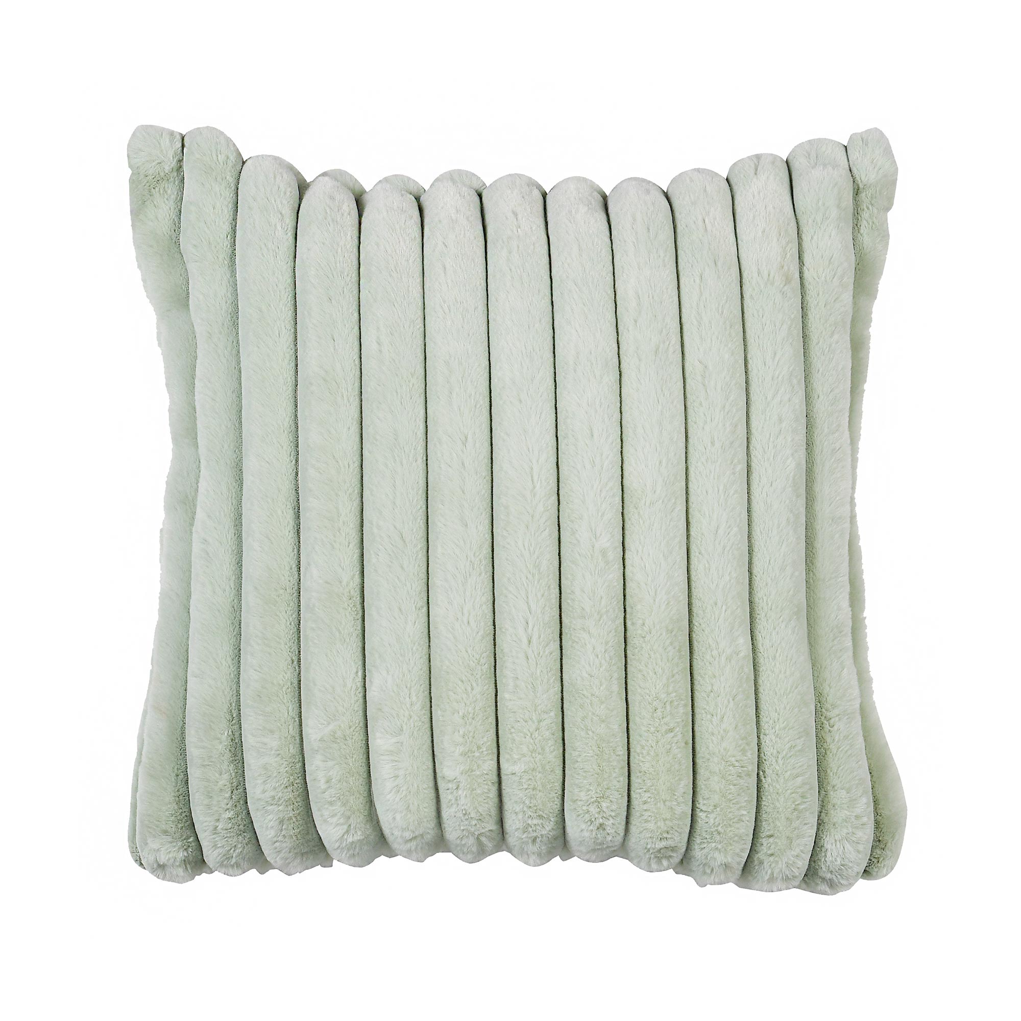 Mint Green Ribbed Faux Fur Cushion