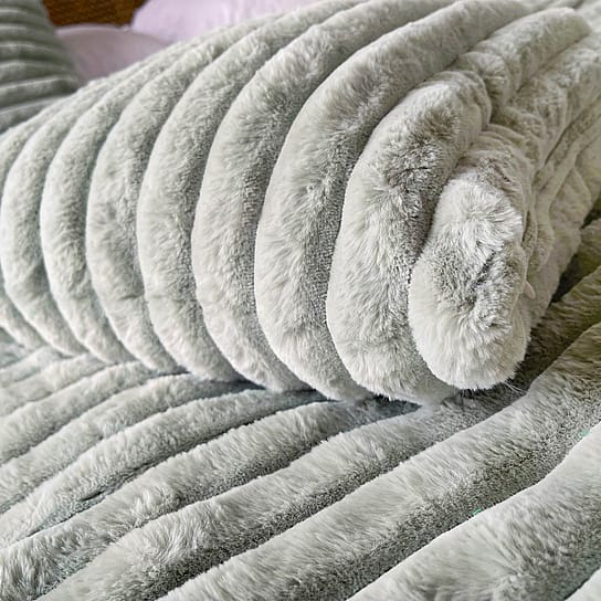 Mint Green Ribbed Faux Fur Cushion Mint Green Ribbed Faux Fur Cushion