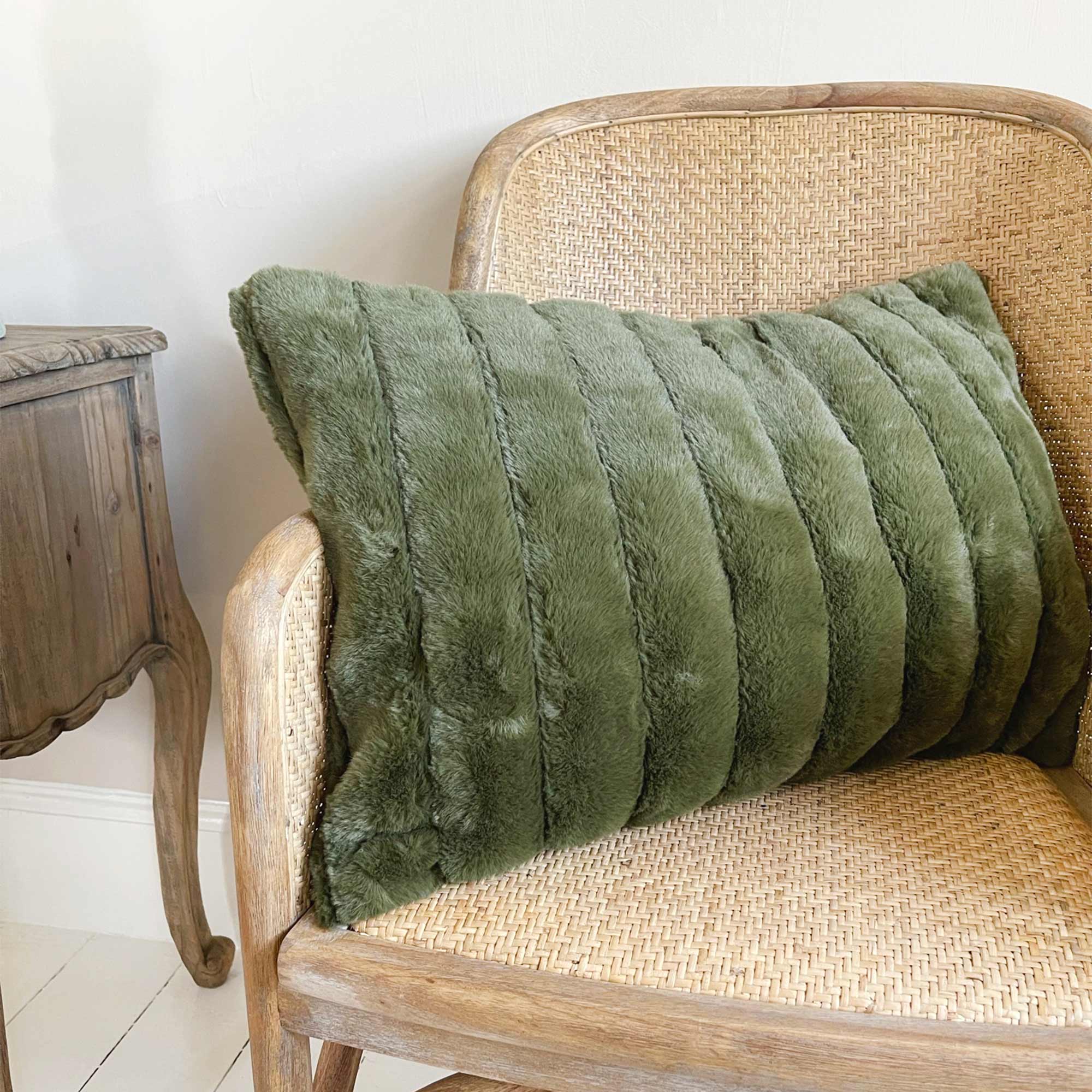 Norwegian Spruce Faux Fur Large Cushion