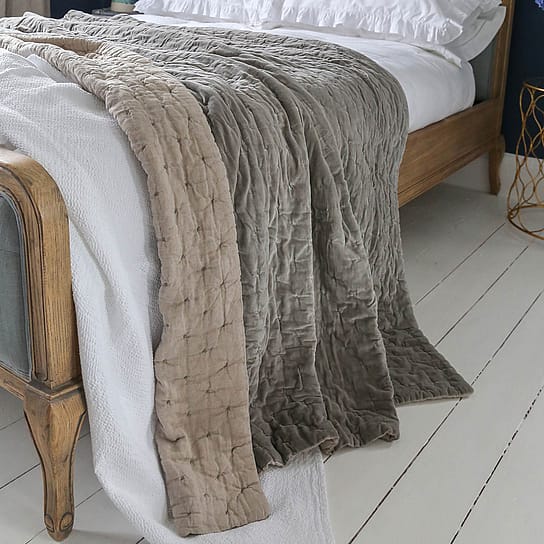 Pale Grey Velvet Quilted Bedspread A Quilted Pale Grey Luxurious