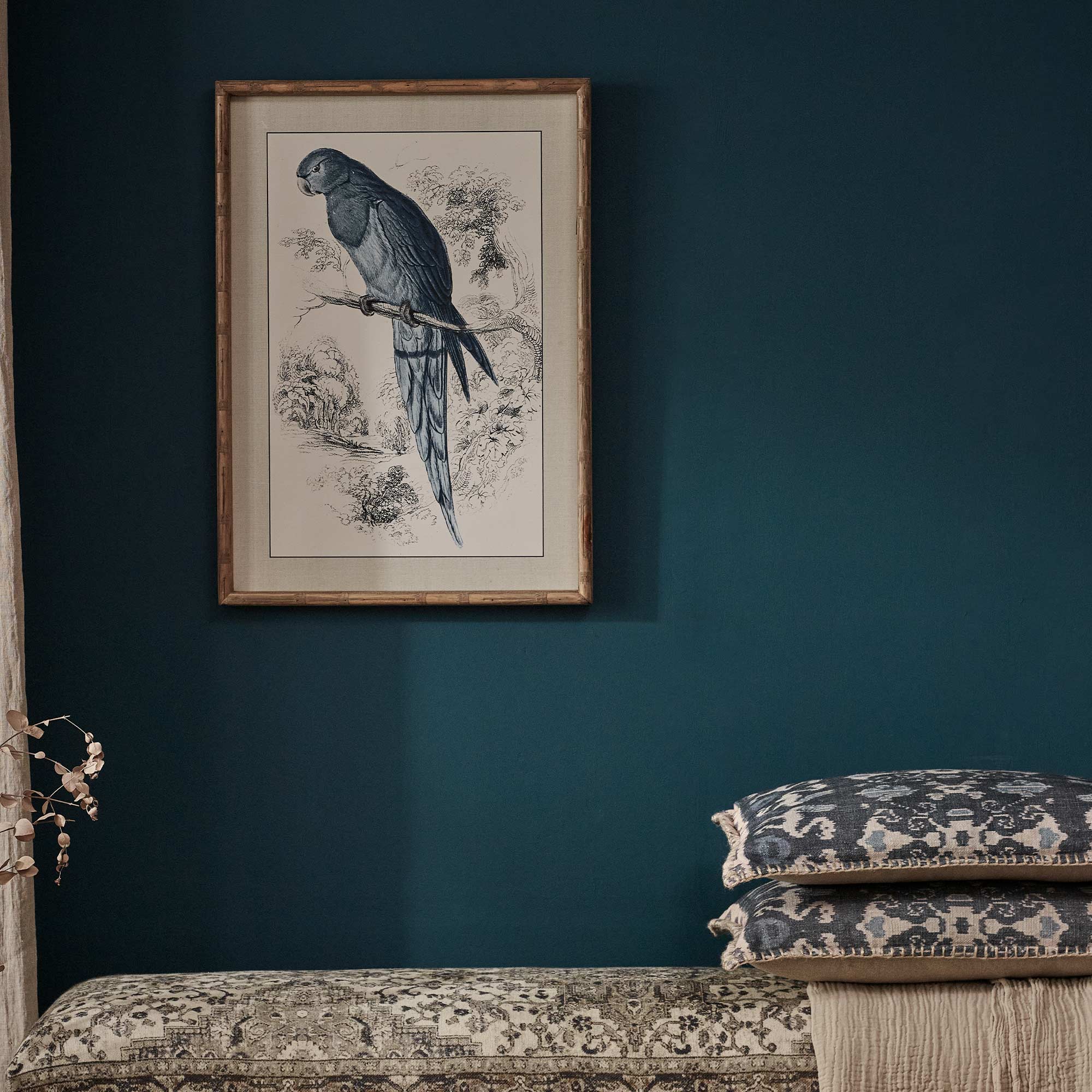 Set of Parrot Print Wall Art with Bamboo Frame